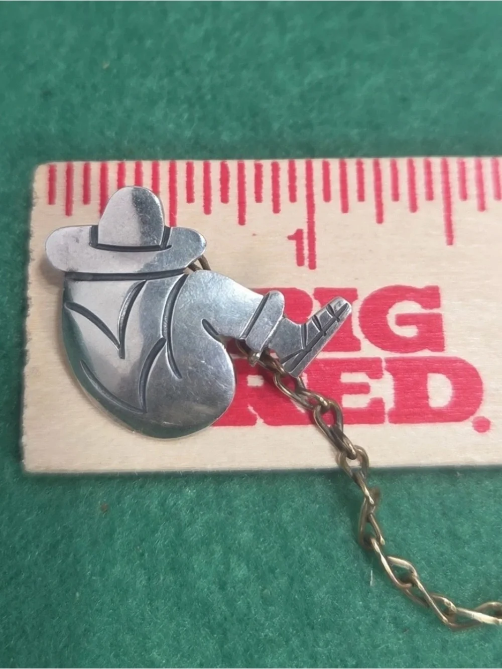 Sterling silver siesta man with donkey pin- signed- 925
